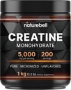 NatureBell Kretine Monohidrat Toz 1000g, 5.000mg Per | Mikronized, Pure & Unflavored | Pre-Workout Muscle Support | Hua, Vegan, Filler-Free | 200 Hizmet (2.2 lb)