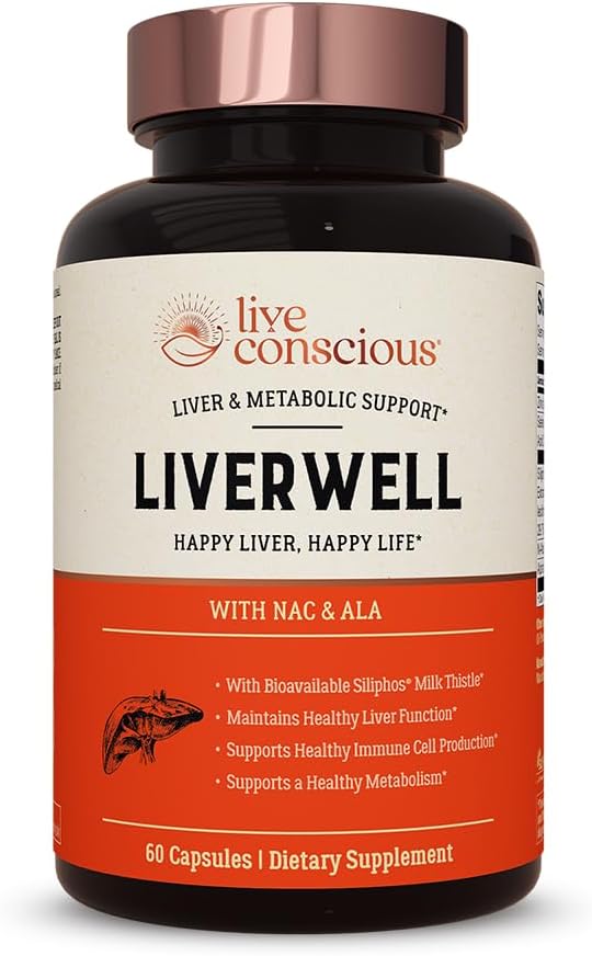 LiverWell Liver Cleanse, Rejuvenation, Μεταβολική Υποστήριξη - Συμπλήρωμα ήπατος για την ηπατική υγεία w/Highly Bioδιαθέσιμο εκχύλισμα γαϊδουράγκαθου γάλακτος, N-Acetyl Cysteine, Alpha Lipoic Acid, Ψευδάργυρος, Σελήνιο - 60 Caps