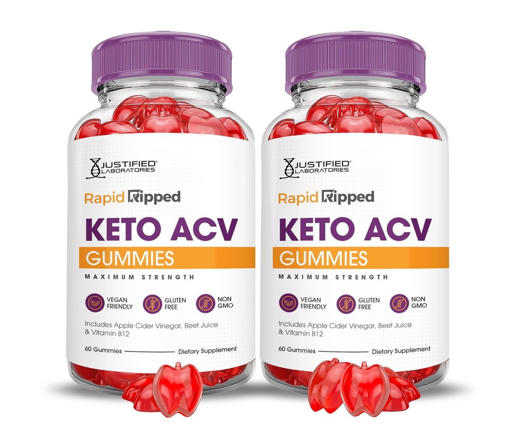 Justified Laboratories (2 Pack Rapid Riped Keto ACV Gummies Advanced Formula 1000MG Rapidripped Formulated with Ρόδι με σκόνη χυμού τεύτλων B12 Vegan Non GMO 120 Gummys