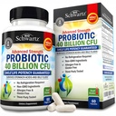 BioSchwartz Daily Probiyotik Beslenme Supplement - Gut Health için 40 Milyar CFU - Erkekler ve Kadınlar için Probiyotikler - Astragalus & Lactobacillus - Raf Stable - 60 Count