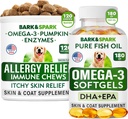 Αλλεργία Ανακούφιση + Ωμέγα 3 Bundle - Anti-Itch Skin&Coat Supplement + Skin Allergy - Ωμέγα 3 Fish Oil + EPA& DHA Λιπαρά Οξέα - Itsing&Paw Licking + Joint Health - 120 Chews + 180 Softgels - Made in USA