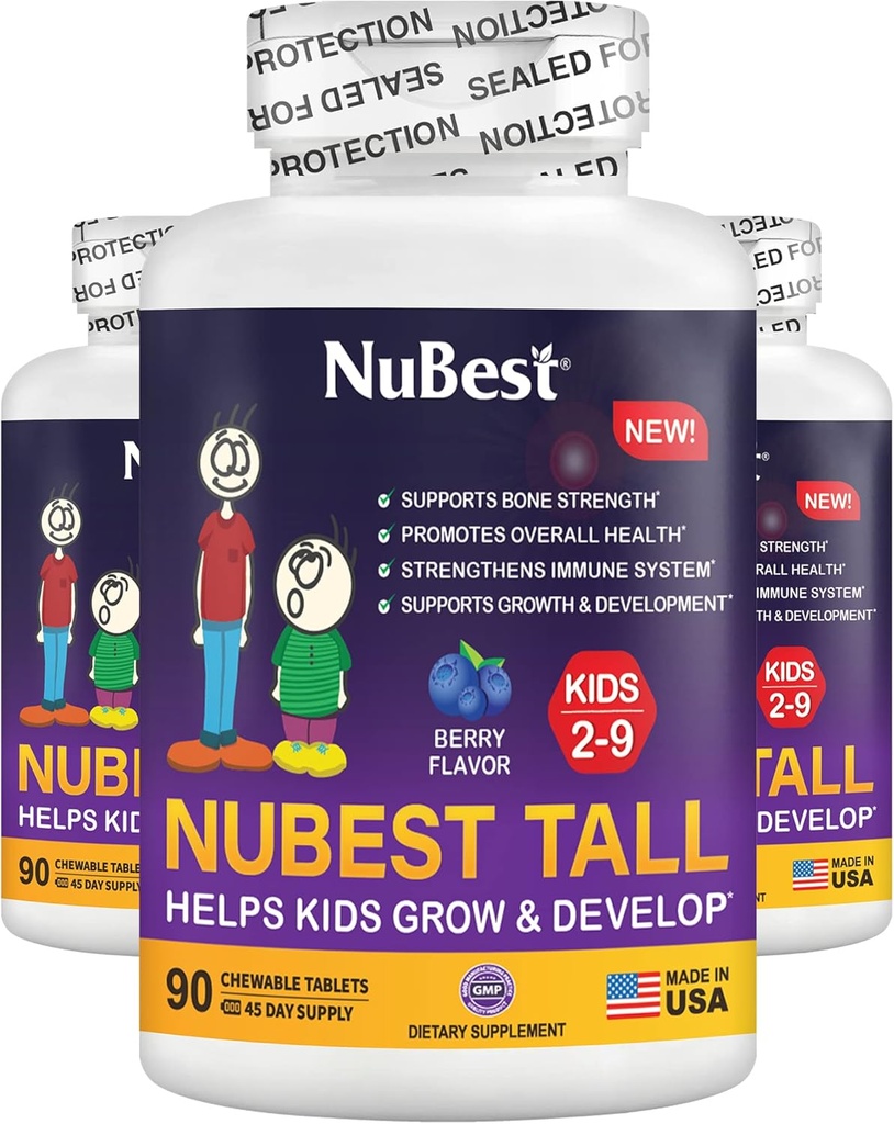 NuEn İyi Uzun Çocuklar - 2 ila 9 Yaş için Toddler ve Çocuklar Vitaminleri - Kemik Gücü, Genel Sağlık ve Immunity - Hayvan Şekilleri - 270 Chewable Berry Tabletler | Paket 3