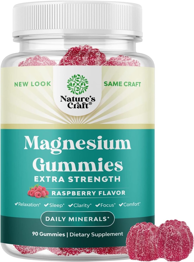 Ekstra Güçlü Calm Magnezyum Gummies for Yetişkinler - Rahatlama Magnezyum Citrate Gummies with Elemental Mag - Sleep Aid Soft Chews Raspberry Flavored - Body & Mind Relaxation - 90 Count