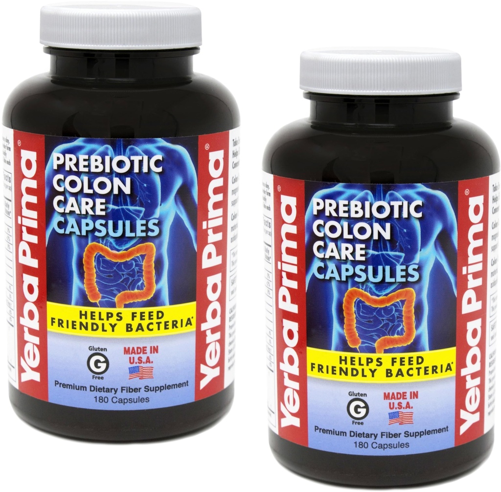 Yerba Prima Prebiyotik Colon Care Capsules, Non-GMO, Keto Friendly, 180 Caps, (2 Pack)