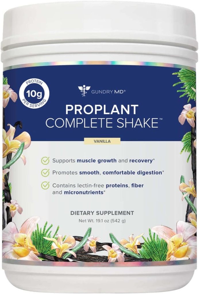 Gundry MD® Pro Plant Complete ShakeTM Μείγμα πρωτεΐνης φυτών υψηλής ποιότητας, 20 μερίδες (Vanilla)