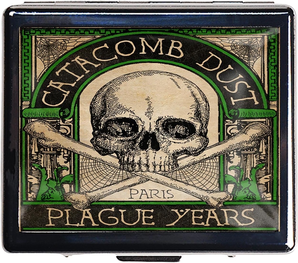 Silver Vintage Pill Box 7 Gün Metal Pill Box with Mirror and 8 Karşılaştırmalı Seyahat Pill Organizer For Purse (Vintage Skull)