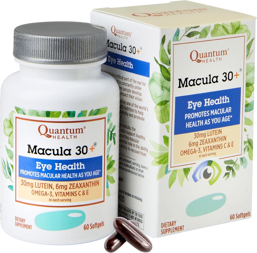 Kuantum Sağlık Macula 30+ Göz Bakım Supplement, Lutein Zeaxanthin Omega-3 Vitaminleri C & E Günlük Beslenme Kadın ve Erkekler için - 60 Yumuşakgels