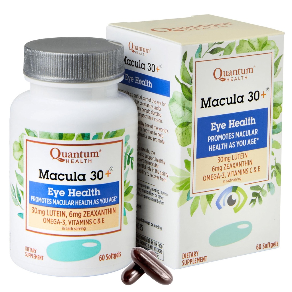Kuantum Sağlık Macula 30+ Göz Bakım Supplement, Lutein Zeaxanthin Omega-3 Vitaminleri C & E Günlük Beslenme Kadın ve Erkekler için - 60 Yumuşakgels