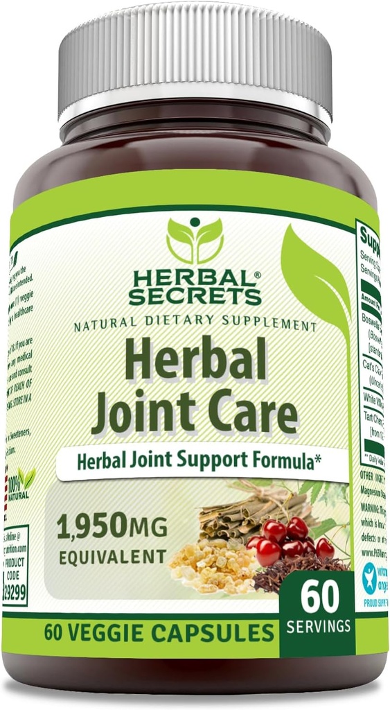 Herbal Sırları Ortak Bakım 1950 Mg per Service Supplement | Veggie Capsule | Contains Boswellia Extract, White Willow, Cat's Claw & Tart Cherry Toz | ABD'de Yapılacaklar (1 Pack, 60 Count)