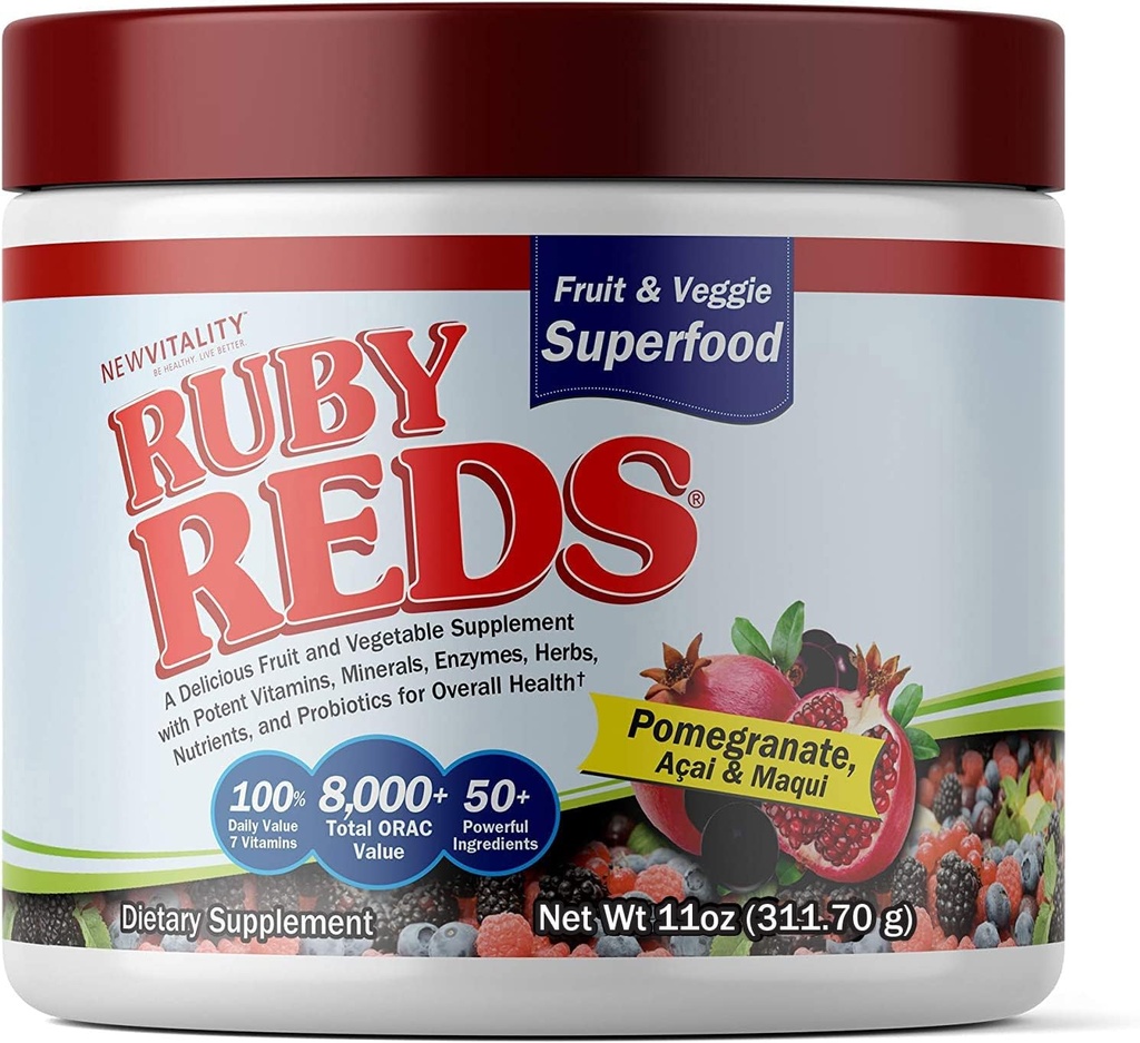 Ruby Reds | Reds Toz Meyve & Sebze Supplement with Potent Vitamins, Minerals, Enzymes, Herbs, Nutrients and Probiyotiks for General Health 11 oz. (30 hizmet)