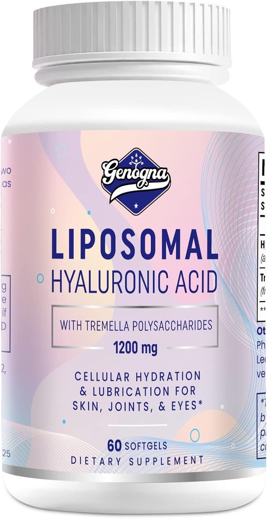 Liposomal Hyaluronic Acid Supplements 1000mg-High Bioδιαθέσιμες κάψουλες διαιτολογίου Hyaluronic Acid με Tremella Polyσακχαρίτες,Double Strength Skin Hydration,Joint Lubrication,1Pack