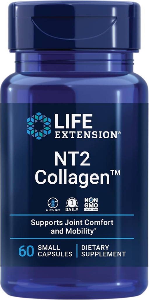 Life Extension NT2 CollagenTM, Joint Comfort & Mobility, Gluten-Free, Non-GMO, 1 Daily, 60 Small Capsules