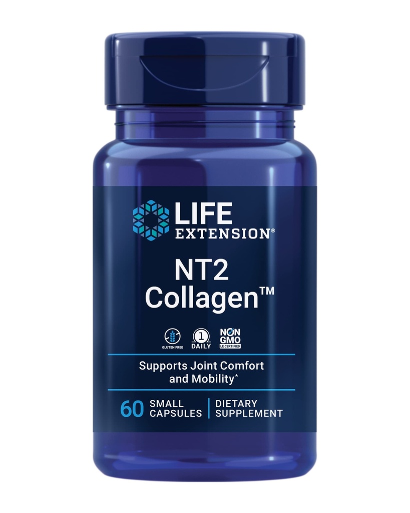 Life Extension NT2 CollagenTM, Joint Comfort & Mobility, Gluten-Free, Non-GMO, 1 Daily, 60 Small Capsules
