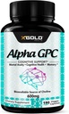 Alpha GPC Choline Supplement 600 mg, 99+ Yüksek derecede Purified, Highly Bio available Source of Choline,180 Veggie Capsules, Cognitive Advancedr Nootropic, Supports Memory & Brain Function, Boosts Focus & Mood