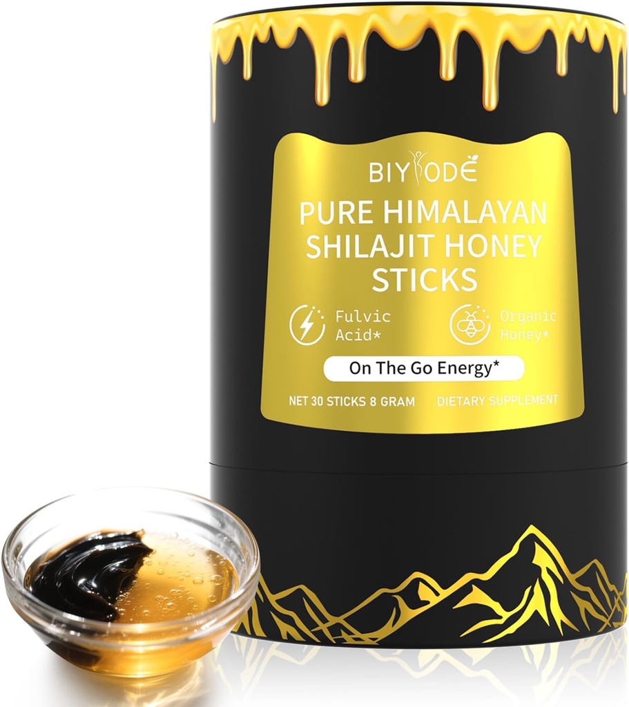 Ιμαλαΐων Pure Shilajit Sticks with Organic Honey, Saffron Easy to Consume Shilajit 30 Sticks for Energy Boost Immune 85+ Trace Minerals 75%+ Fulvic Acid 30 Day Supply