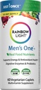 Rainbow Light Mens One Multivitamin, Men's Daily Multivitamin Yüksek Lisans Immune Support, C vitamini, Vitamin D ve çinko ile Vejetaryen, 60 Count Count