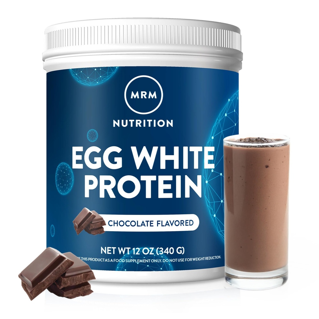 MRM Nutrition Egg White Protein - Sugar Free Chocolate Flavored Powder, 23g Fat-Free Protein with Digestive Enzymes, Free of Dairy, Gluten, and Soy, High Biological Value - 10 Servings