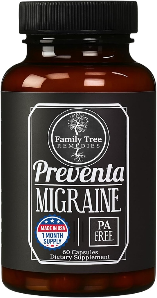 Önleme Migraine Relief Supplement – PA-Free Butterbur, Magnezyum, Riboflavin, Feverfew – Daily Headache Önleme – 60 Capsules