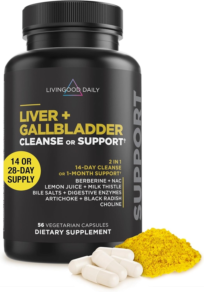 Lifeood Daily Liver & Gallbladder Cleanse veya Support Supplement with Milk Thistle, Ox Bile Salts, Digestive Enzymes and Artichoke Leaf Extract, Digestive Health & Liver Support, 56 Capsules