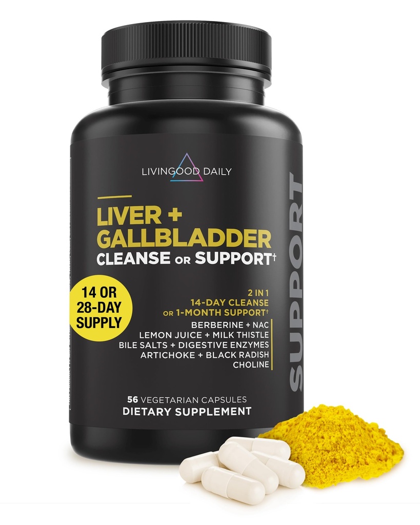Livingod Daily Liver & Gallbladder Cleanse ή συμπλήρωμα υποστήριξης με γαϊδουράγκαθο γάλακτος, Bile, Bile Salts, Digestive Enzymes και Artichoke Leaf Extract, Digestive Health & Liver Support, 56 Κάψουλες