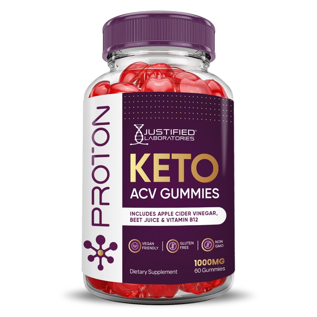 Justified Laboratories Proton proteini Keto ACV Gummies Advanced Formula 1000MG Proton Keto Gummies Apple Cider Vinegar Boost Formulated with Pomegranate Beet Juice B12 Vegan Non GMO 60 Gummys