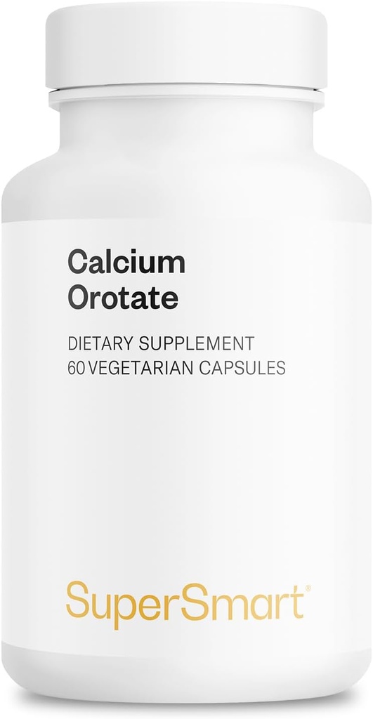SuperSmart - Calcium Orotate with Magnesium Orotate 9:1 (Highly Bioavailable) - Advanced Teeth & Bones Strength Supplement | Non-GMO & Gluten Free - 60 Vegetarian Capsules