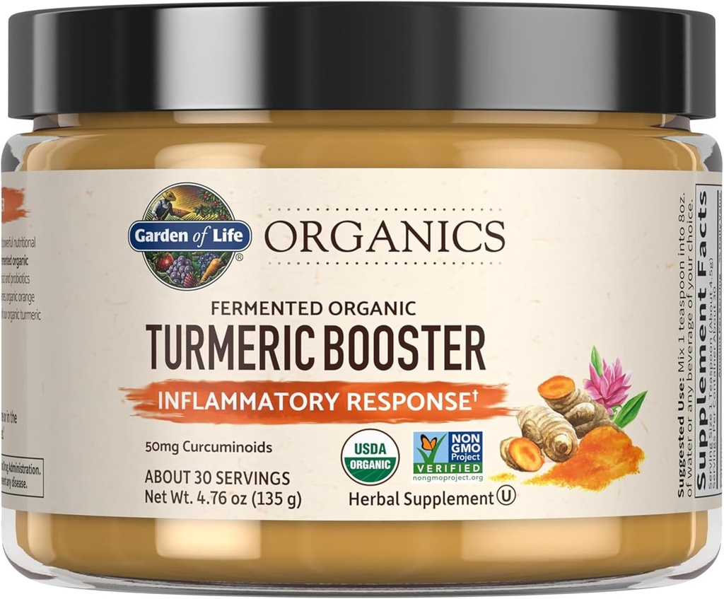 Life Organics Turmeric Branson Inflammatory Response Toz - 30 Hizmet, 50 mg Curcumin (95 Curcuminoids) & Probiyotiks, Organic Non-GMO Vegan & Gluten Free Herbal Supplements