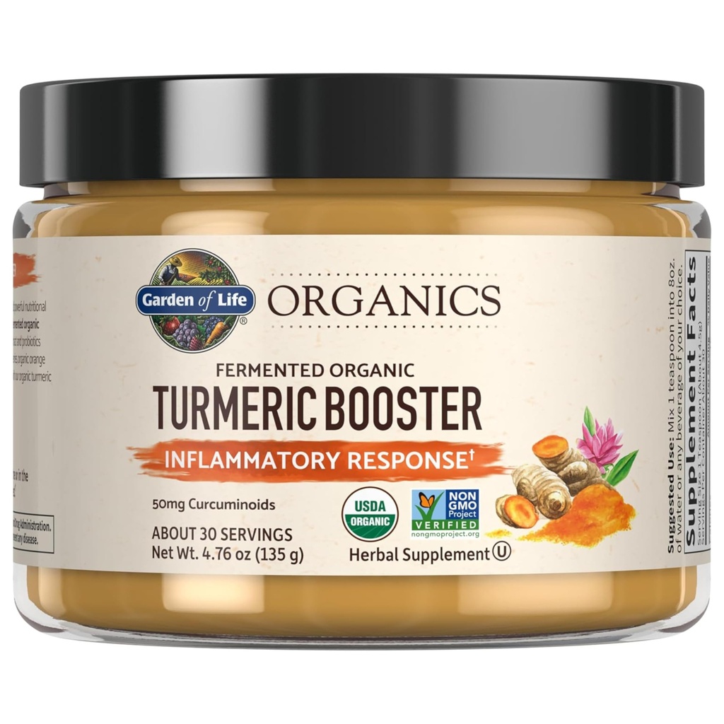 Life Organics Turmeric Branson Inflammatory Response Toz - 30 Hizmet, 50 mg Curcumin (95 Curcuminoids) & Probiyotiks, Organic Non-GMO Vegan & Gluten Free Herbal Supplements