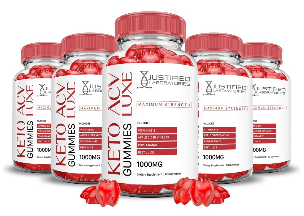 (5 Pack) Luxe Keto ACV Gummies Advanced Formula 1000MG Luxe Keto Gummies Apple Cider Vinegar Formula B12 Vegan Non GMO 300 Gummys