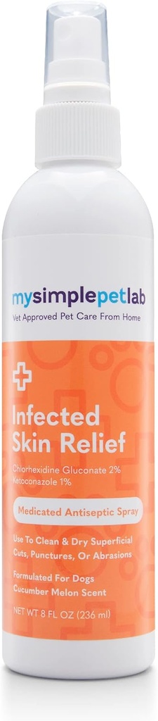 MySimplePetLab Ketoconazole & Chlorhexidine Dog Spray, Hot Spot Tedavisi, Relieves Cuts & Abrasions, Cleans, Dries Skin hızla, Aloe, E, Skin Relief Irritation Sprey