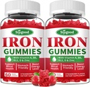 2 τεμ. Iron Gummies για γυναίκες & άνδρες - Vegan Iron Supplement for Anemia & Iron Deciency, with Vitamin B12, Vitamin C, Zinc, Folate - Energy Boost, Sugar-Free, Strawberry Flavor, 120 Count