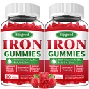 2 Pack Iron Gummies for Women & Men - Vegan Iron Supplement for Anemi & Iron Deficiency, B12, Vitamin C, çinko, Folate - Energy Boost, Sugar-Free, Strawberry Flavor, 120 Count