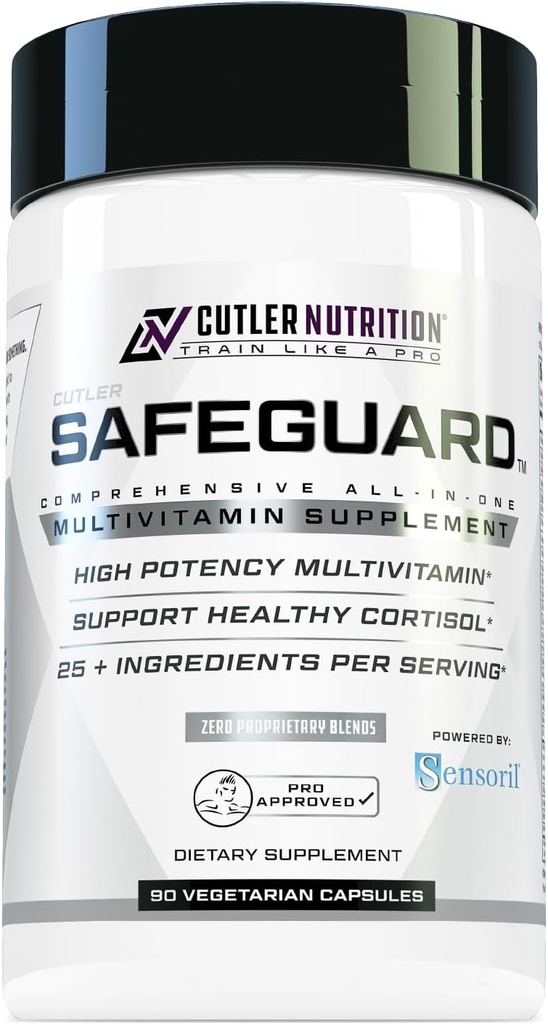SAFEGUARD Yetişkinler için Yüksek Potency Multivitamin: En İyi Günlük Multivitamin ve Multi Mineral Desteği Cortisol Desteği ve Adrenal Sağlık için Sensörli Ashwagandha Ekstra Supplement, 90 Count Count