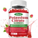 Potasyum Gummies - Kas Sağlığı için Potasyum Supplement, Leg Cramp Relief & Electrolyte Balance, Vegan, Non-GMO, Gluten-Free, Raspberry Flavor, 60 Count