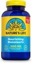 Nature's Life Monolaurin 1000 mg, Nourishing Monolaurin from Natural Raw Coconut, Immune Support Supplement, Gut Health, Balanced Gut Flora, 60 günlük Garanti, 125 Hizmet, 250 Vegetarian Capsules