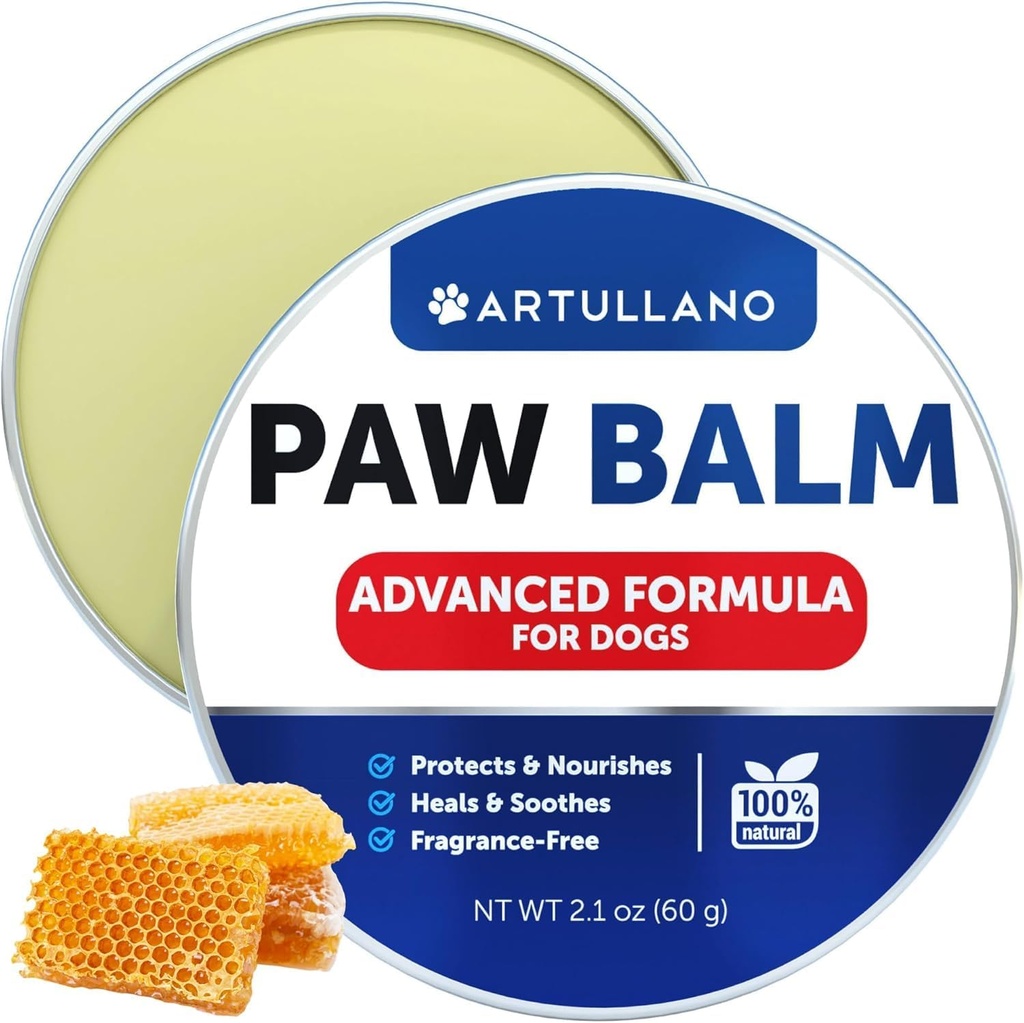 Dog Paw Balm - Lick Safe Snout Soother - Moisturizies, Soothes & Nourishes Irritated Paw Pads and Kuru Nose - Cracks & Yaras - Dog Feet Balm with Waxes, Oils, Butter, Extracts - 2.1 Oz