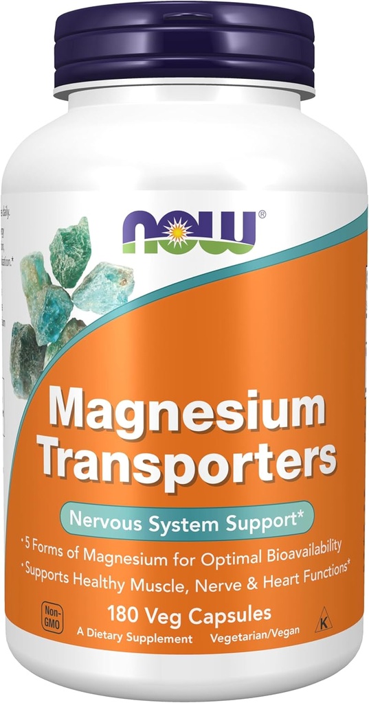 Şimdi Gıdalar Tamamlar, Magnezyum Transporters with 5 Forms of Magnezyum for Optimal Bioavailability, 180 Veg Capsules