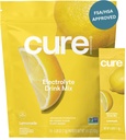 Cure Hydration | Plant-Based Electrolyte Drink Mix | Nodrew Sugar | FSA & HSA | Dehidrasyon Yardımı Tuvalet Su ile Yapıldı | Non-GMO | Vegan | Pouch of 14 Packets - Lemonade
