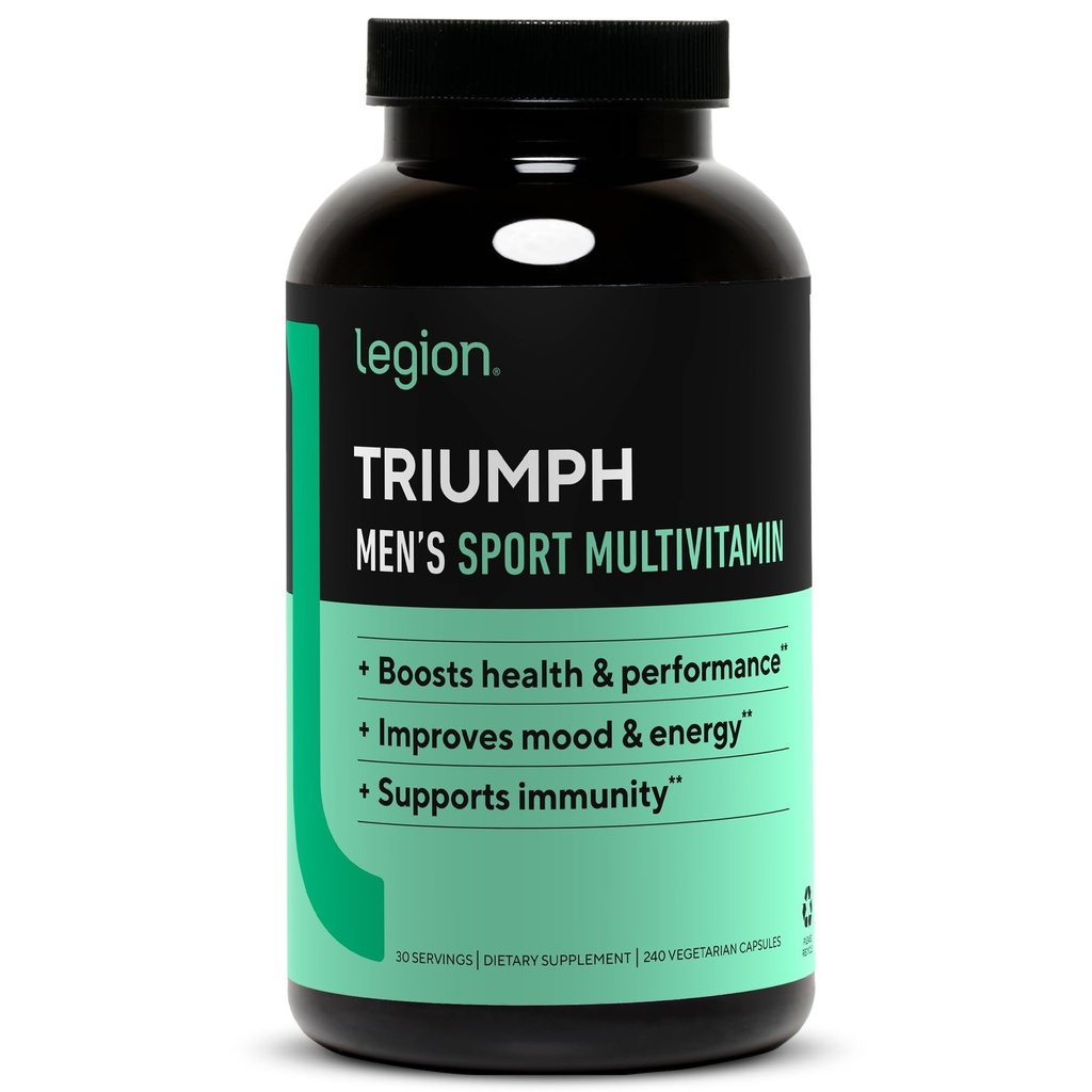 LEGION Triumph Men's Sport Βιταμίνη - Πλήρης πολυβιταμίνη για τους άνδρες - Καθημερινή Βιταμίνες για τους άνδρες να ενισχύσει την υγεία και την απόδοση - Ανδρική Πολυβιταμίνη με 21 Βιταμίνες & Ορυκτά - 30 Σερβιέτες