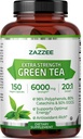 Zazzee Extra Strength Green Tea 20:1 Ekstraksiyon, 6000 mg Güçlü,% 50 EGCG, 98 Polyols ve% 80 Catcehins, 150 Vegan Capsules, 5 Ay Supply, Standardized and Mechanicd 20X Potency, Non-GMOGMO