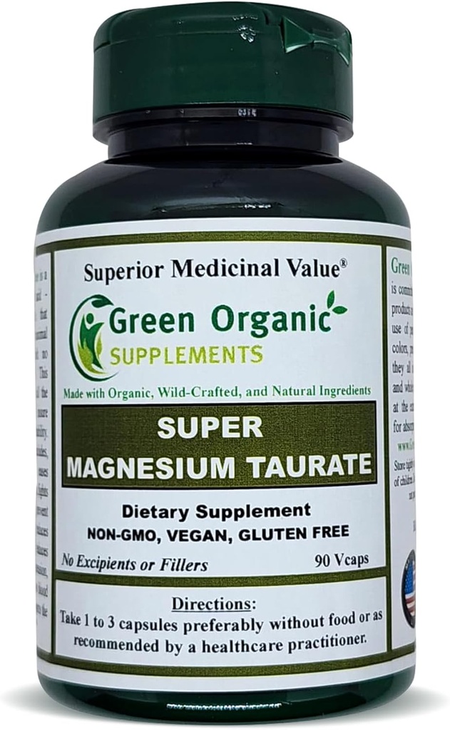 Magnezyum Taurate, High Absorbable, 90, Non-GMO, Vegan, & Gluten Free, Organik, Wild-Crafted ve Doğal Malzemeler (Single)