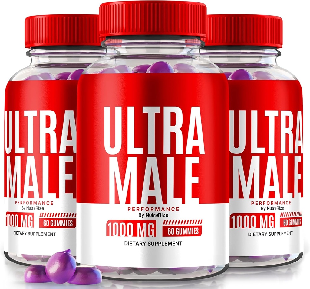 (3 Pack) Ultra Erkek Gummies, Ultra Erkek 1000 MG Gummy, Ultra Erkek Vitamin Gummies, All Natural Supplement to Boost Daily Performance and General Health, Resmi UltraMale İncelemeleri (180 Gummies)