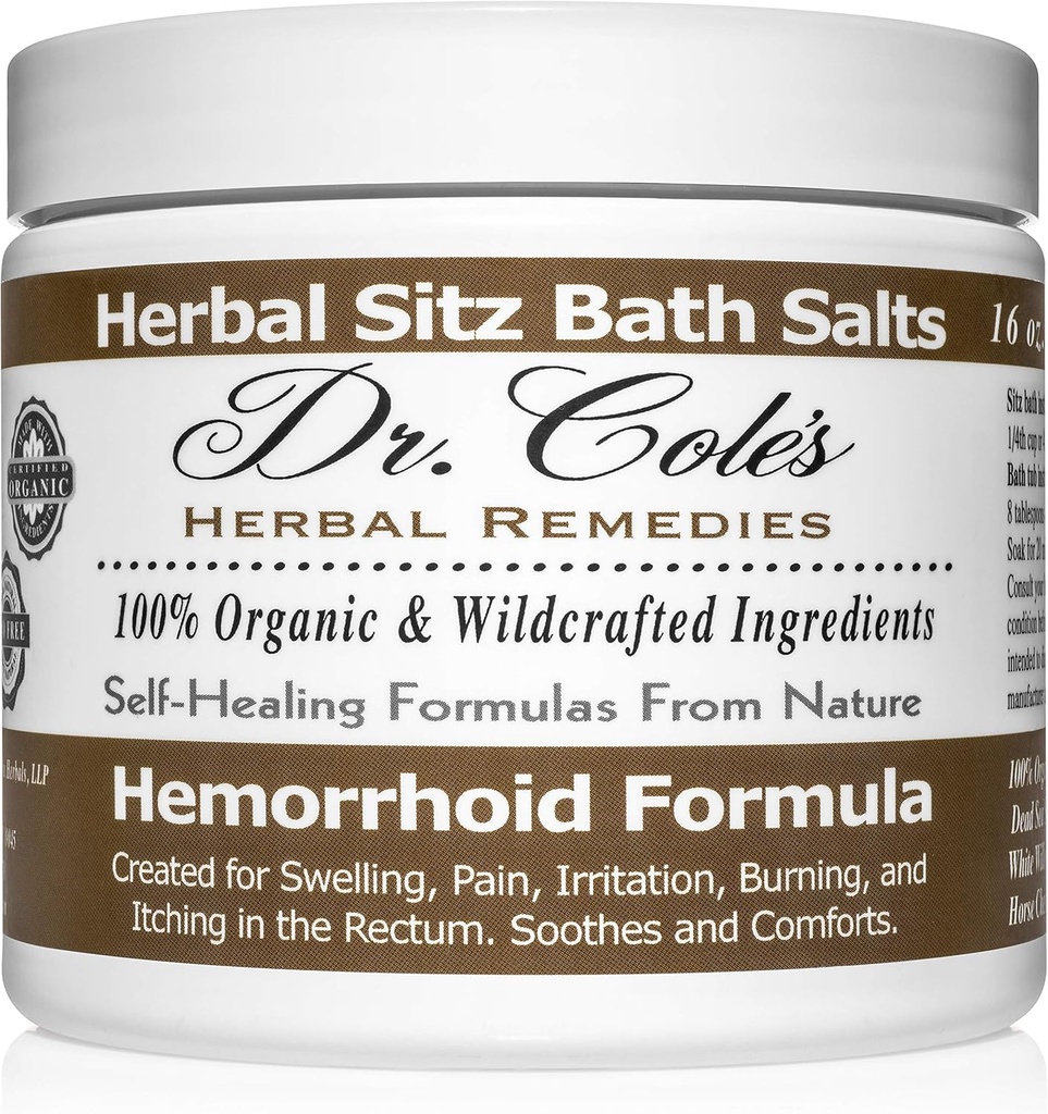 Dr. Cole’s Herbal Sitz Bath Soak – Βιολογικά Αλάτια Μπάνιου Βασισμένα σε φυτά για άνεση και χαλάρωση – Απαλή, Φυσική Φόρμουλα – (Λευκή)