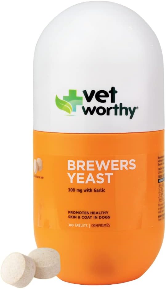 Vet Valuey Brewer's Chewables for Dogs - Dog Daily Supplement to Support Health Skin and Coat - Brewers Supplement with çinko, Iron, Vitamin B Complex - Fla Flavored, 300 Tablet