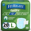 FitRight Adult Diapers, Ultra Heavy Absorbency, L (Waist Boyutu 44in-56in), 20 Kont, OptiFit Incontinence Briefs for Men and Women, Single, Moisture-Wicking, Leak Protection,