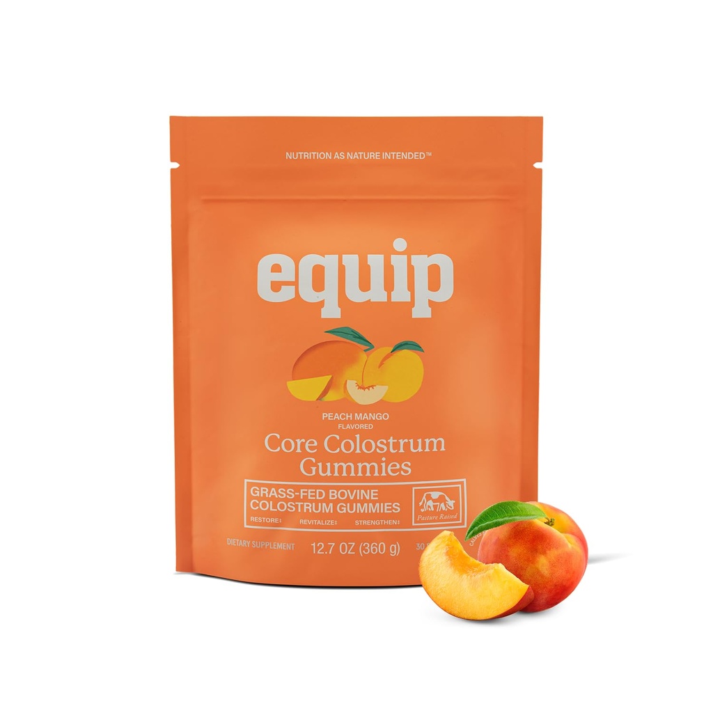 Equip Foods Core Bovine Colostrum Gummies, Lezzetli 1g Per Seving Grass Fed Colostrum Supplement - Gut Health, Immunity, Recovery, Hair & Skin - 60 Bovine Colostrum Gummies, 30 Hizmet