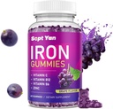 Iron Gummies for Women & Kids - με βιταμίνη C, B12, B6, ψευδάργυρος - Blood Builder & Energy - Iron Supplement Gummies Υποστήριξη για Builder, Αναιμία - 60 Vegan Grape Flavor