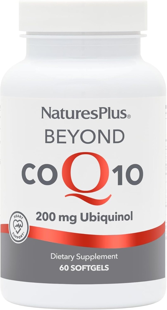 NaturesPlus Beyond CoQ10-200 mg Ubiquinol - 60 Εύκολο στην κατάποση Softgels - Υψηλή ισχύς, συμπλήρωμα υψηλής απορρόφησης, προάγει την υγεία της καρδιάς, Αντιοξειδωτικό - 60 εξυπηρετήσεις