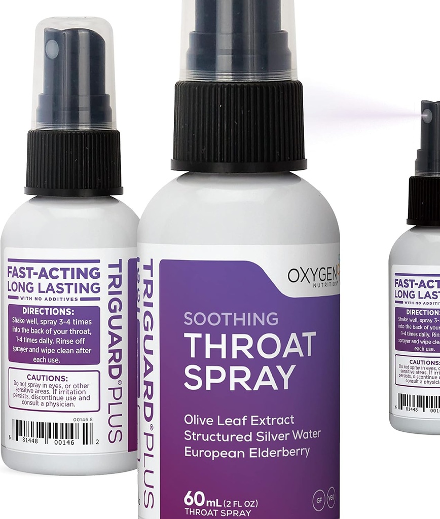 TriGuard Plus Throat Mix | Elderberry Extract, Olive Leaf Extract and Colloidal Silver Water 3-in-1 Immune Support Throat Spray | Güçlü Immune System Alert | Great Taste, 2oz, Made in USA