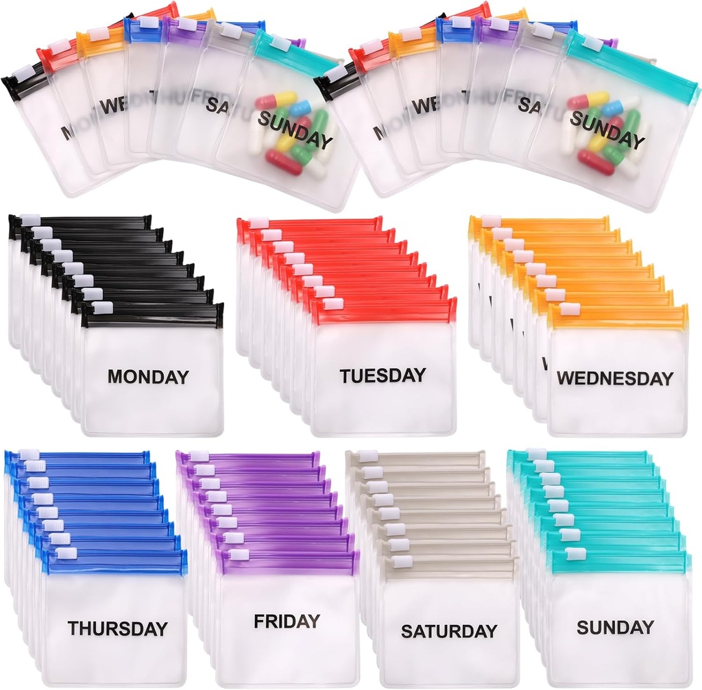 Reusable Pill Pouch - 35 Hologramlı Parçalar, Slide Lock ile Portatif Tıp Çantaları